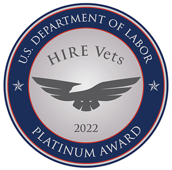 U.S. Department of Labor Hire Vets 2022 Platinum Award