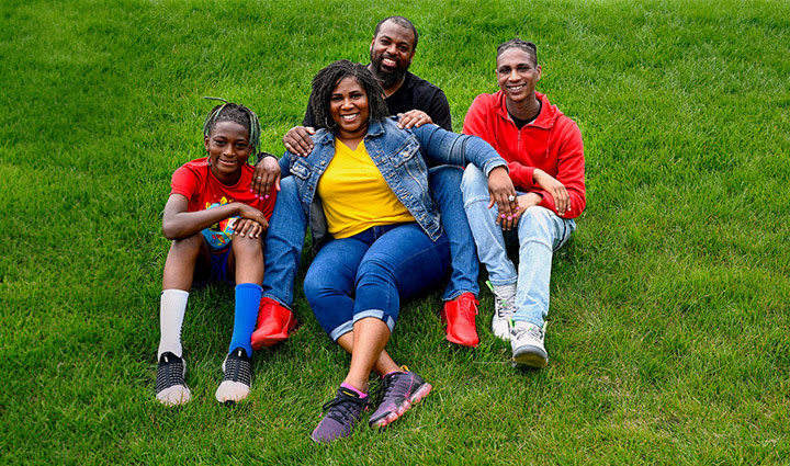 Wounded warrior Taniki Richard and her family.