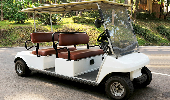 A white golf cart.