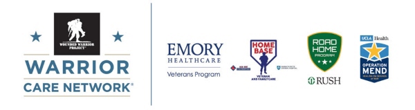 The logos of four academic medical centers in Warrior Care Network