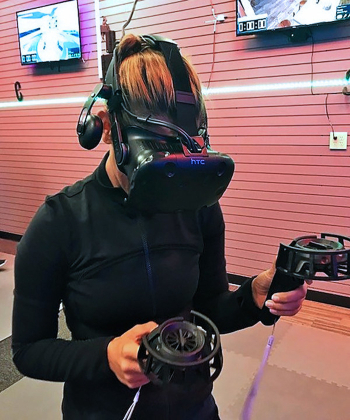 Virtual Reality headset on a warrior